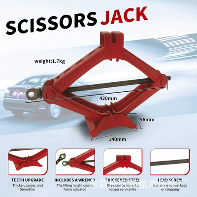 2.5-Ton Heavy-Duty Car Scissor Jack 0kg Tire Changing Tool Set, Labor-Saving 0kg Lever Jack Set