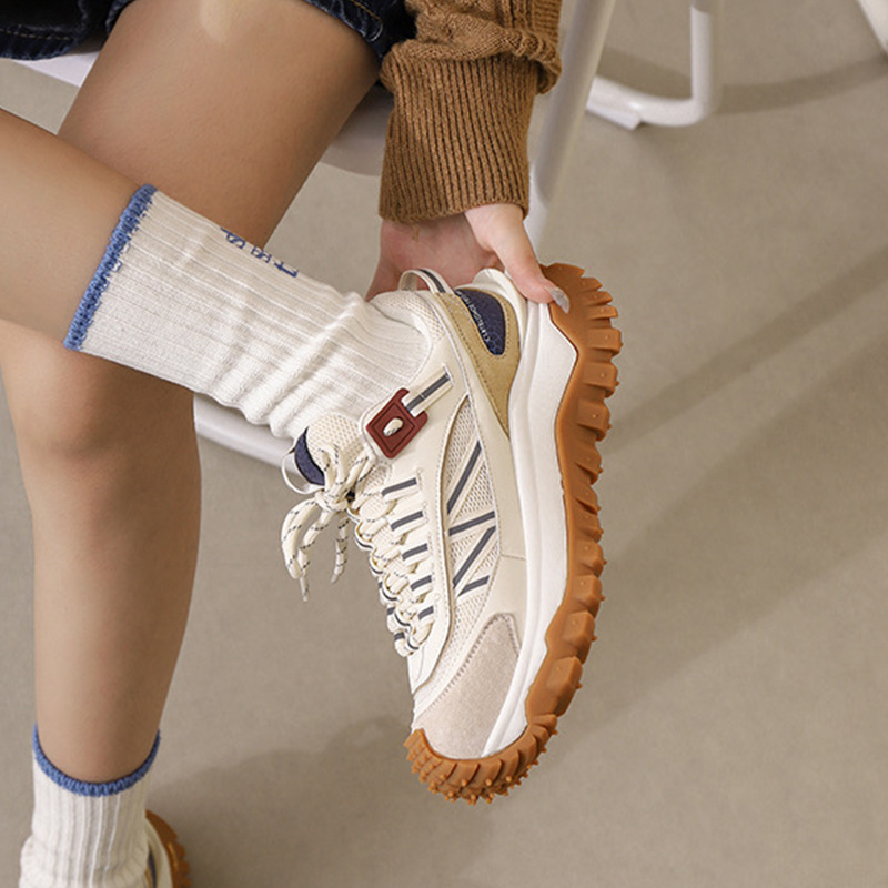 2025年秋冬新作 ダッドシューズ レディース 厚底 スニーカー レースアップ カジュアルシューズ タイヤシューズ 卸売