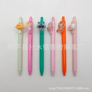 供应亚克力片树脂材质公仔卡通圆珠笔定制PVC软胶公仔pet盒笔套装