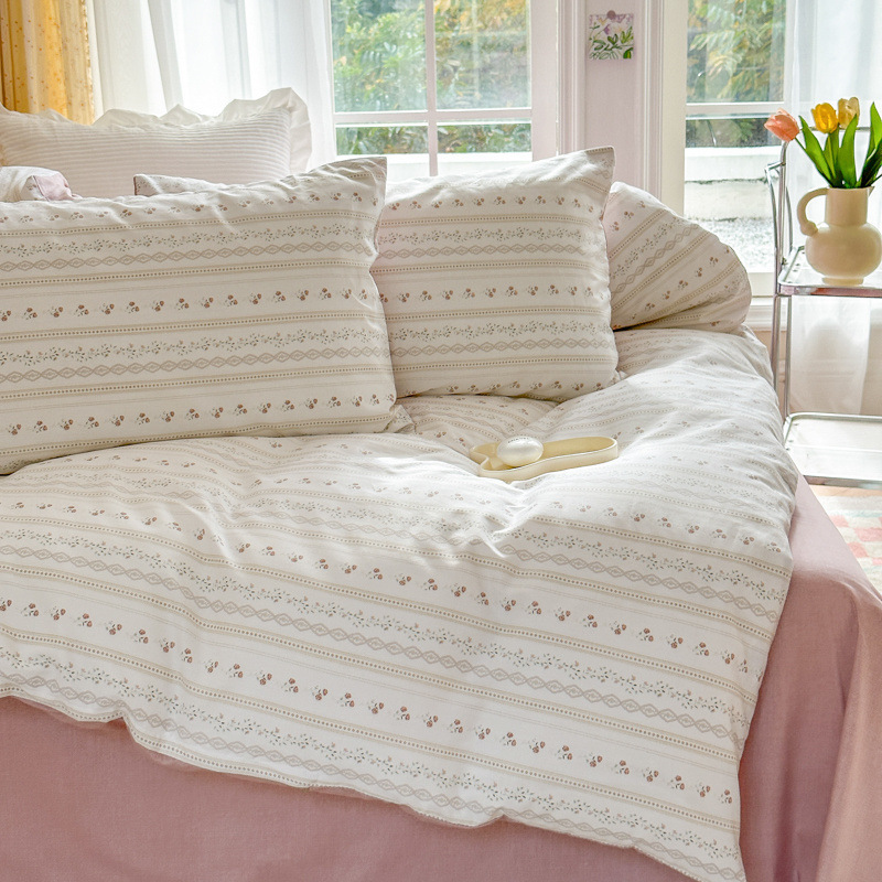 春季田园小清新纯棉四件套全棉卡通被套床单三件套床上用品批发