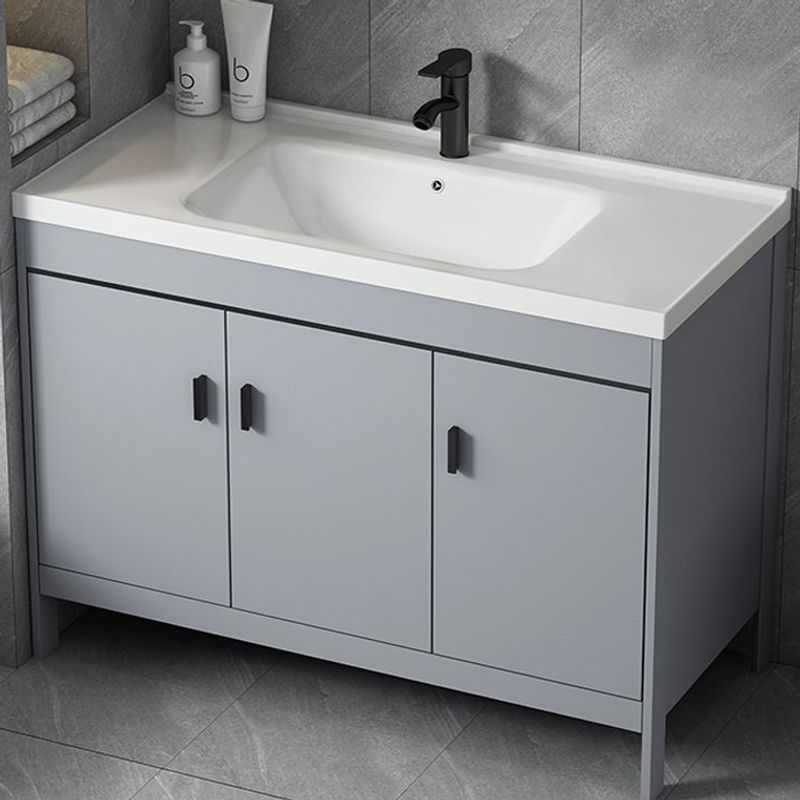 Space Aluminum Thickened Floor Cabinet Balcony Bathroom Washbasin Small Apartment Smart Laundry Washbasin Bathroom Cabinet Combination