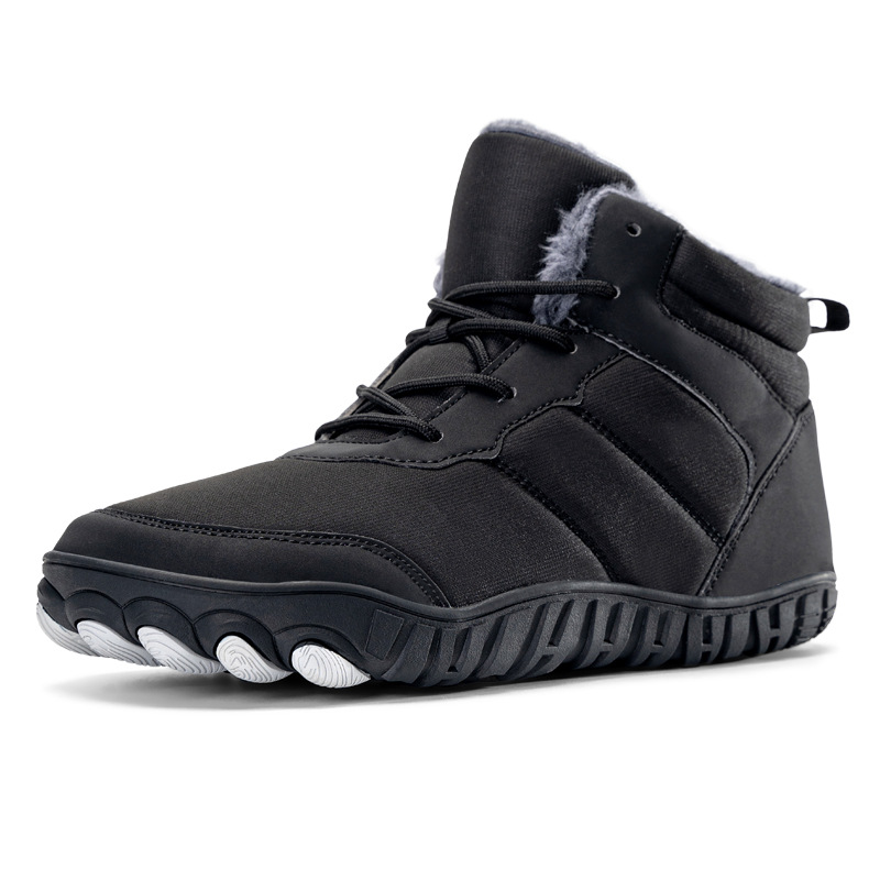 Nuevos zapatos de algodón cálidos en invierno, zapatos casuales al aire libre, zapatos deportivos de cinco dedos y botas de nieve engrosadas de terciopelo para parejas masculinas