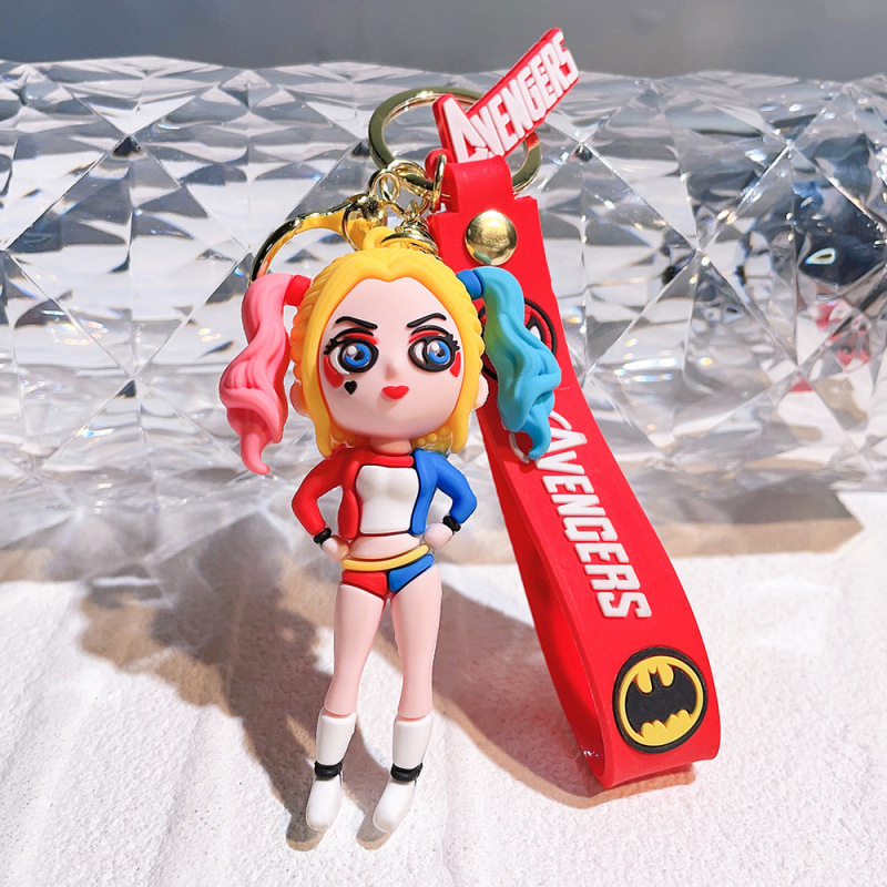 スーパーヒーローキーホルダージョーカーガールジョーカーキーホルダーサイコパスハーレークイン人形ペンダント|undefined