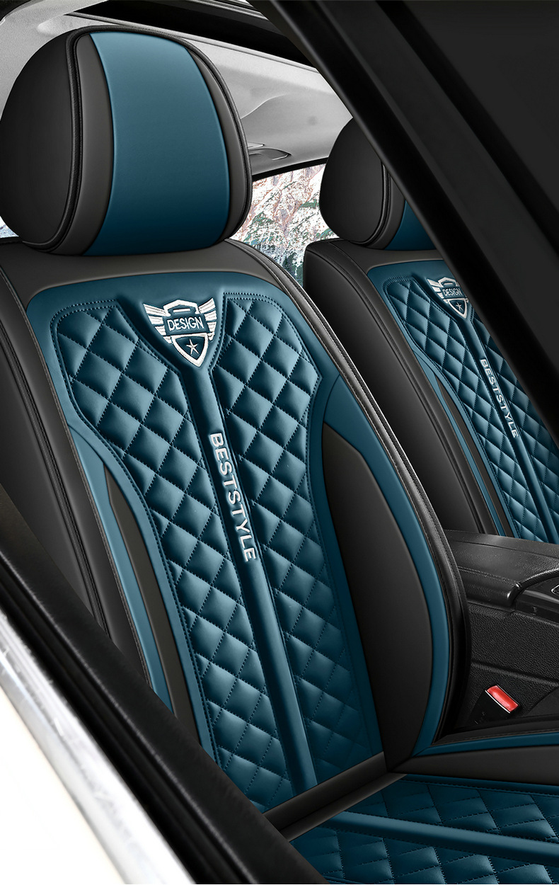 New Amazon Foreign Trade Model Five-Seater Full Leather Diamond-Shaped All-Season Comfortable Breathable Car Seat Cushion Cover