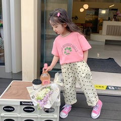 童裝女童打底衫2023新款兒童短袖t恤夏裝小女孩韓版字母上衣洋氣