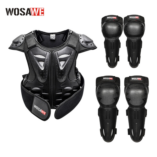 WOSAWE Outdoor Sports Children's Balance Bike Skateboard Armor Jacket, Chest Protector, Back Protector, Knee Guards, Elbow Guards Set