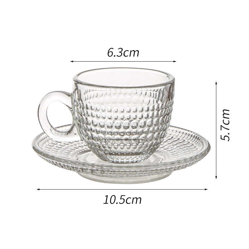 Juego de tazas y platillos de café de vidrio transfronterizo Taza de café con leche americana Taza de té transparente resistente al calor Taza de café de lujo europea