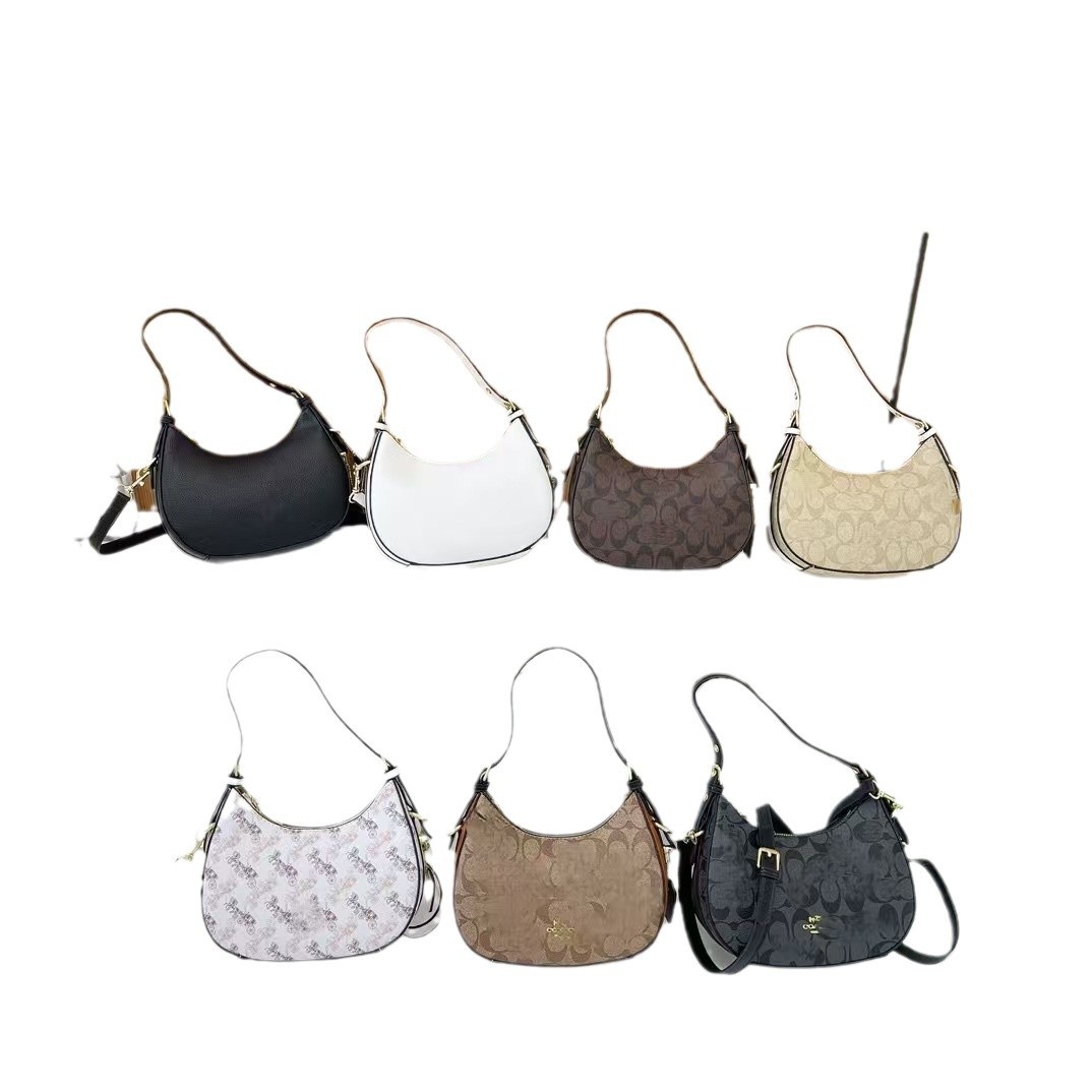 2023新型潮クロスボーダー対外貿易女性バッグ腋の下三日月包復古老花手提げシングル肩斜めショルダーバッグロゴ付き