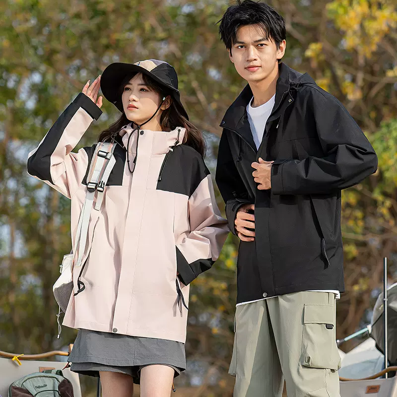 新款单层冲锋衣情侣户外防风防水旅行登山服春秋风衣夹克可印logo