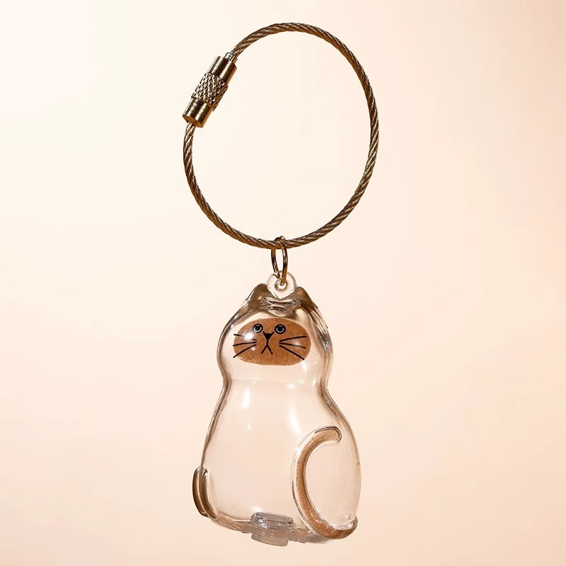 Caja de almacenamiento para perros y gatos colgantes de pelo transparente colección de almacenamiento cápsula bolsa colgantes de llaver
