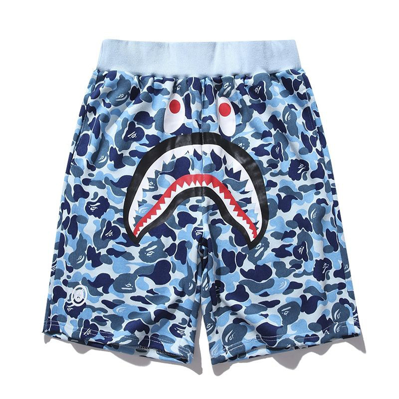 Ready Stock Bape Shark Camouflage Youth Casual Shorts Mid-Pants Men's Beach Shorts