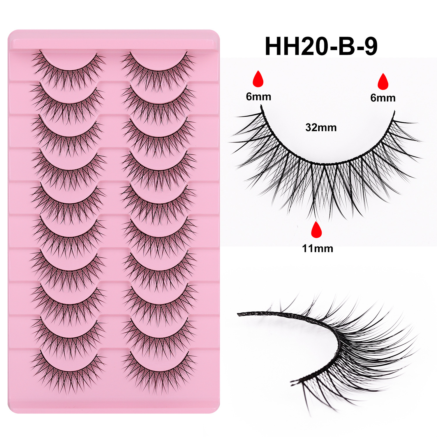 10 pares de pestañas postizas tridimensionales de tallo duro, estilo europeo y americano, pestañas en racimo completas y densas, pestañas postizas de una sola pieza para maquillaje de escenario para maquilladores.