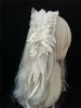 10. Pure white lace feather headband