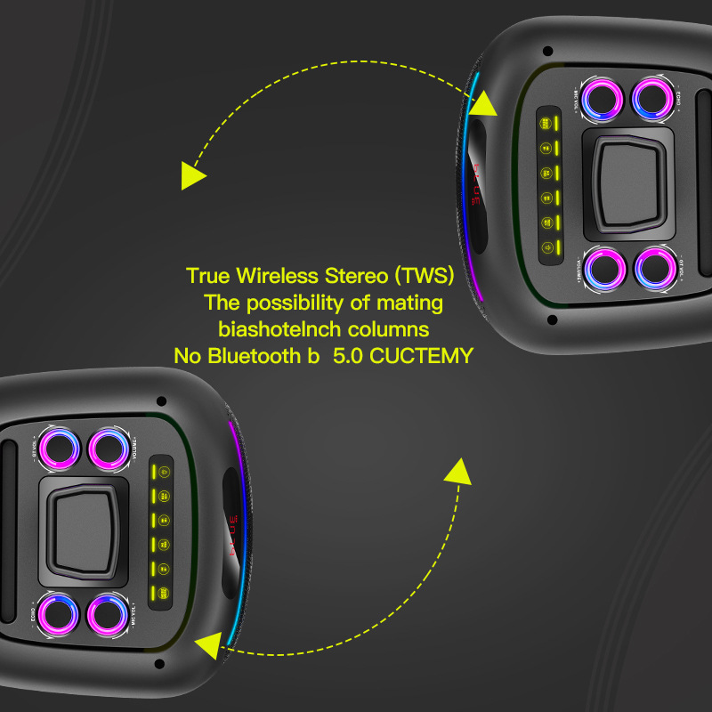 Sonido Bluetooth transfronterizo para el hogar K-canción subwoofer portátil al aire libre altavoz multifuncional TWS serie