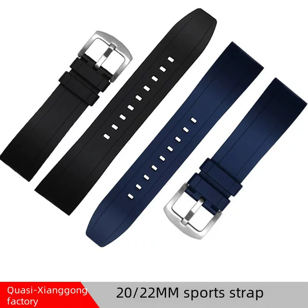 Suitable for Huawei Garmin 20/24/22mm Flat Sports Style Smart Quick-Release Curved Silicone Watch Strap