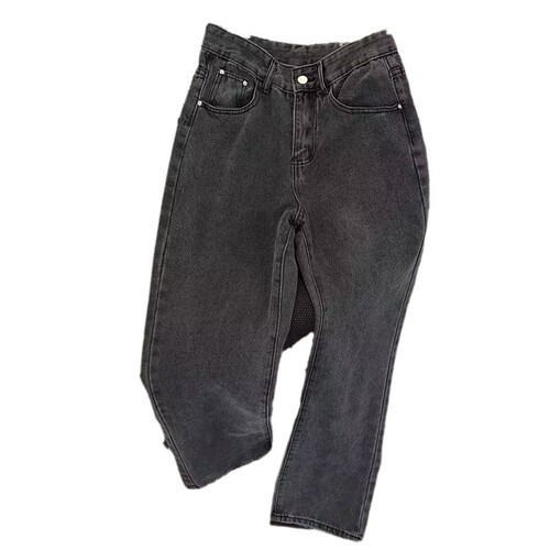 Washed yellow clay jeans, all-matching casual students 'pants, spring and autumn, American fashion brand loose wide-leg pants