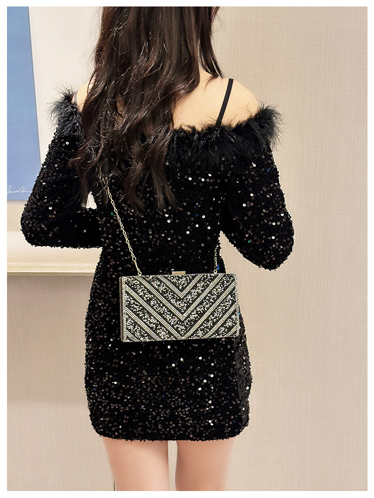 2025 Cross-border new dinner bag, European and American women's handbag, diamond-encrusted banquet clutch, evening dress bag, women's bag undefined
