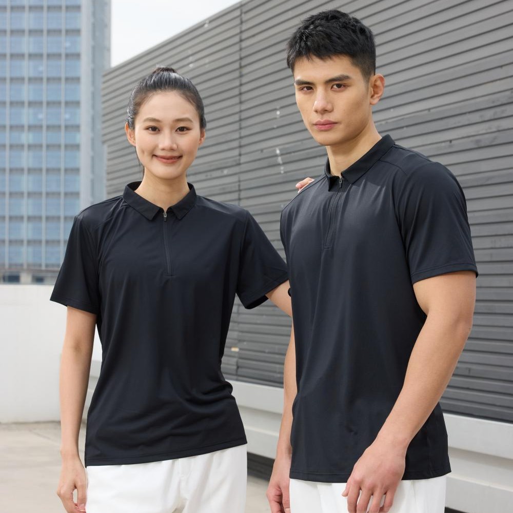 Seco rápido semia cremallera polo camiseta impresa ropa de trabajo ropa de grupo publicidad camiseta cultural camiseta de manga corta logotipo impreso