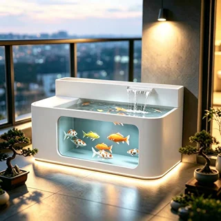 户外不锈钢流水摆件庭院景观造景循环流水过滤鱼池现代简约家装