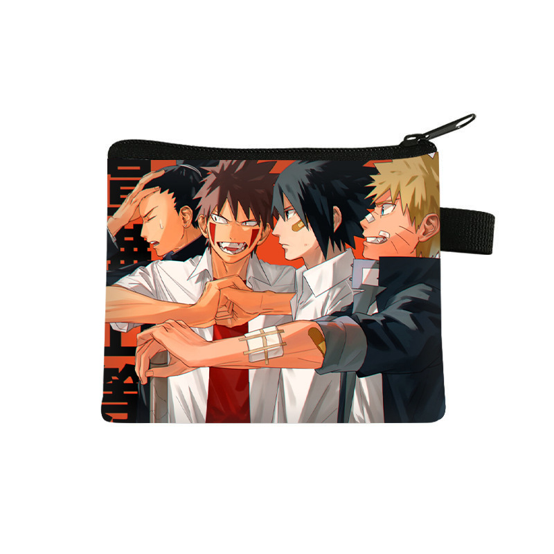 Nuevo Naruto niños monedero estudiante tendencia auricular moda bolsa de almacenamiento tendencia cremallera titular de la tarjeta al por mayor