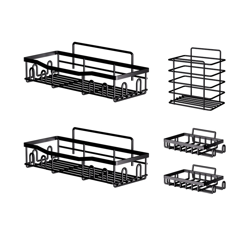 Estante de baño metálico sin taladro, organizador de pared para artículos de tocador, soporte para jabón, práctico y duradero