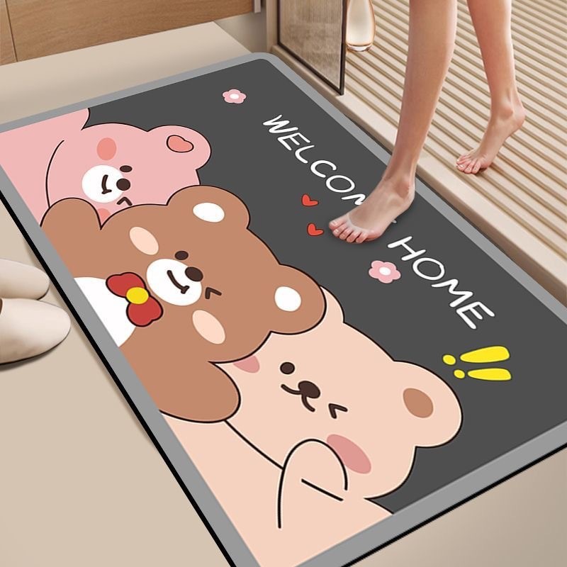 Entrance Floor Mat, Door Mat, Foot Mat, Bathroom Absorbent Non-Slip Mat, Can Be Cut to Size, Suitable for Foyer, Living Room, Home Use