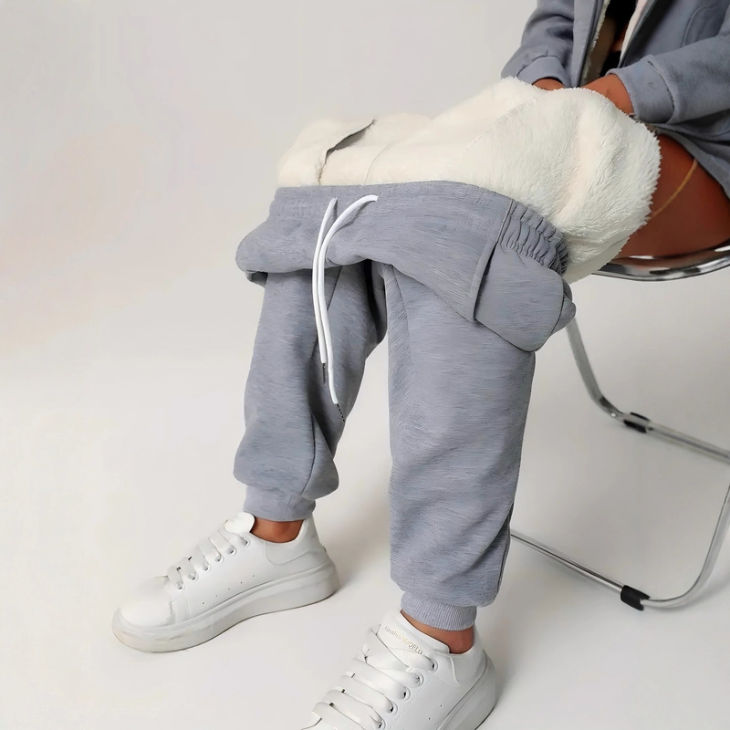 Women's Winter Fleece-Lined Thick Casual Sweatpants with Pockets, Popular Autumn and Winter Women's Style