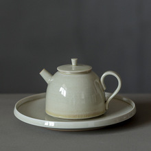 复古草木灰茶壶带壶承 手工素胚过滤球孔泡茶壶功夫茶具单壶 日式