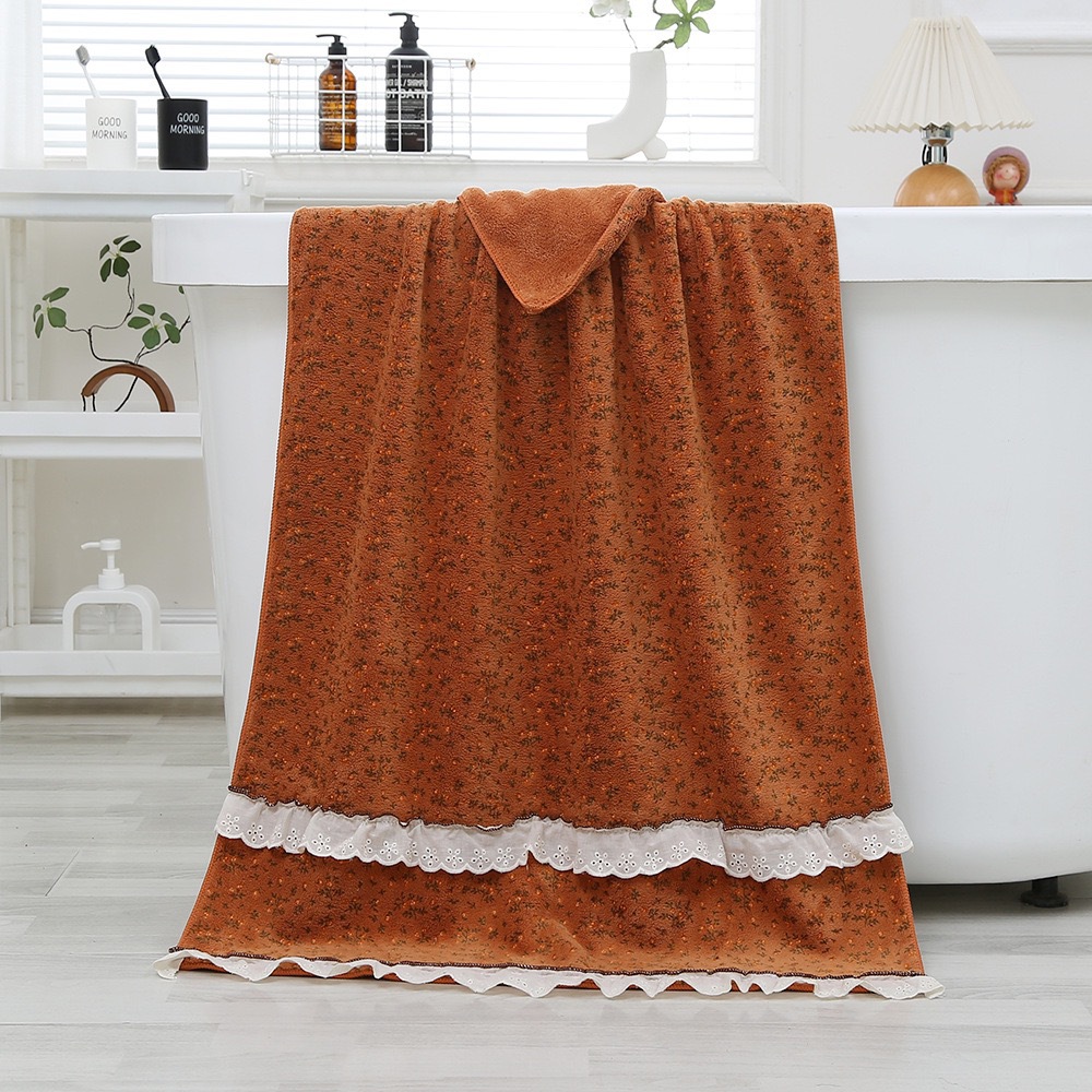 Serviette de visage en dentelle florale douce absorbante coral_voghion.com
