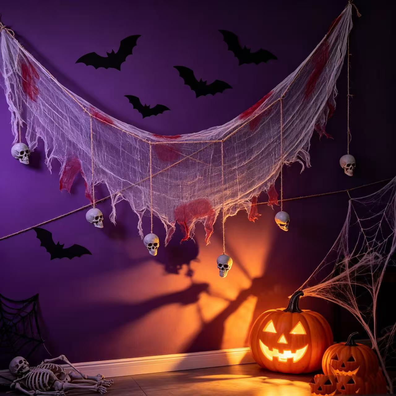 Halloween House embrujado bar KTV accesorios de decoración gaza huevo pequeño cráneo colgante decoración