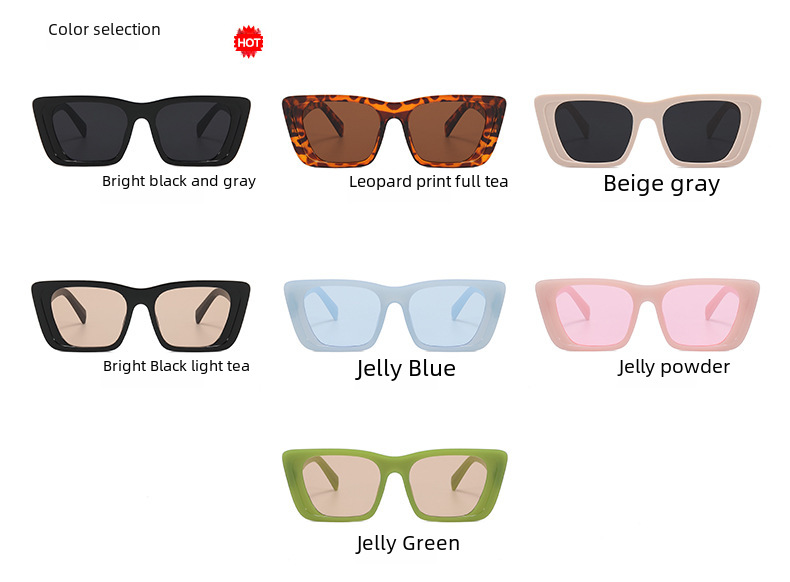 Grenzüberschreitende quadratische Sonnenbrille aus Europa und Amerika 2022 Neue Retro-P-Home-Sonnenbrille in Gelee-Farbe Net Red Sonnenbrille_voghion.com