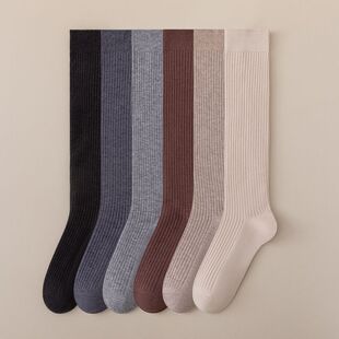 Autumn and winter wool calf socks warm thickened inner fleece cashmere knee socks solid color Korean vertical long tube stocking
