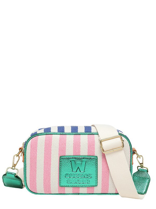 2026 nuevo fresco bolso de verano ancho cinturón de hombro mochila de hombro de vacaciones de mujeres bolso de cámara a rayas