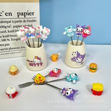 跨境硅胶日系PLUS食品级叉子 少女心网红陶瓷罐甜品水果叉套装