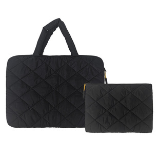 in stock Laptop Bag Pleated Cotton Diamond Pattern Korean Style Fashionable Flat Liner Pad Protective Bag for 14 Inch