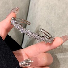 闪闪锆石手镯女高级感不规则满钻手链开口手镯子百搭轻奢手环饰品