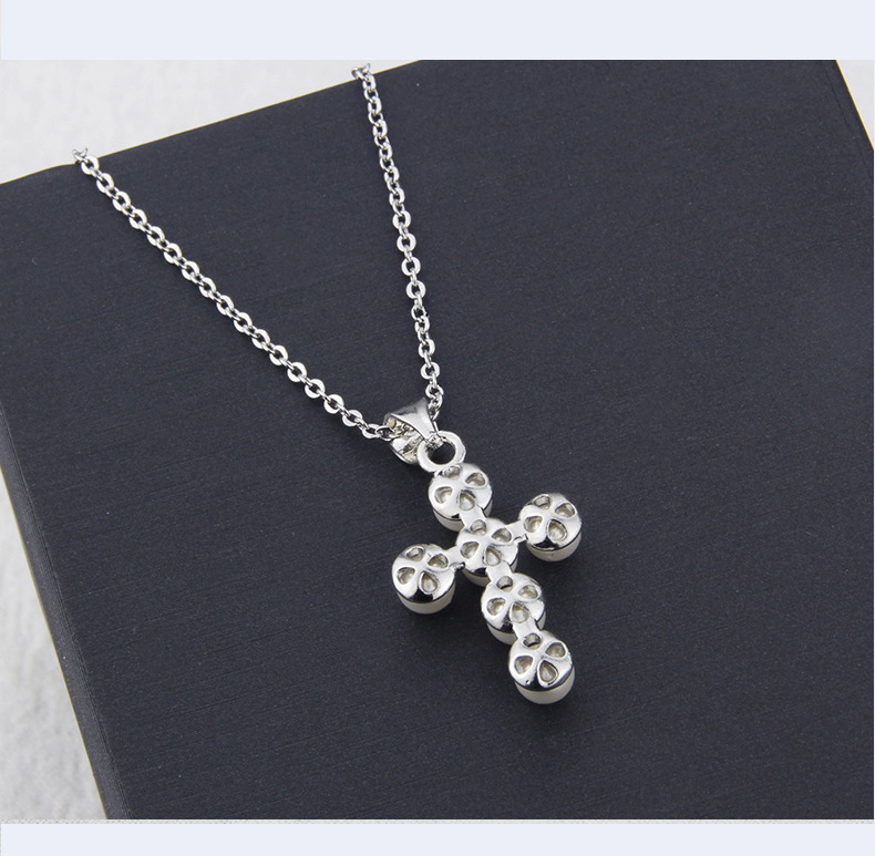 pearl cross necklace men and women copper plating cross faith pendant