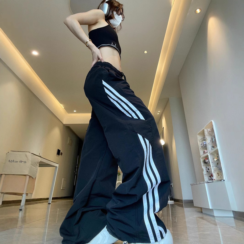 Quick-Drying Casual Sportswear Assault Pants for Men and Women, Summer Thin American Retro Black Jazz Dance Pants