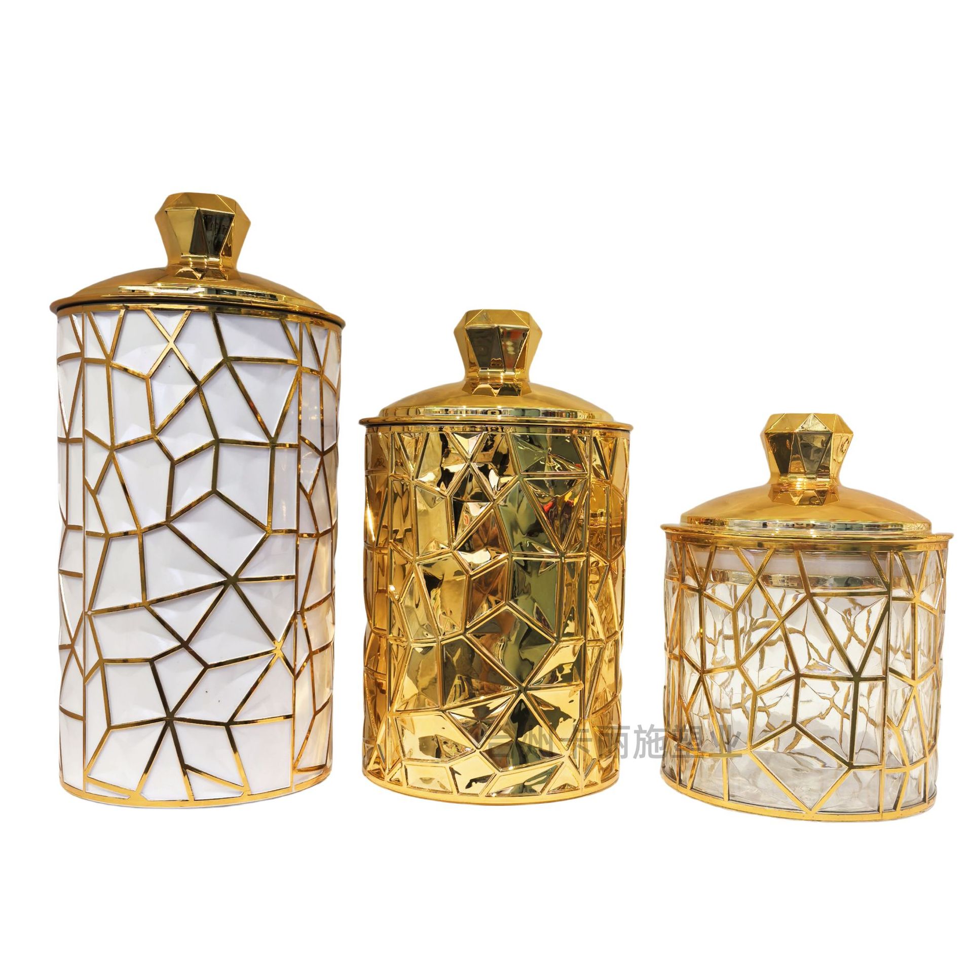 Bronzing Sealed Jar Cross-border Hot Selling Electroplated Sealed Jar Kitchen Storage Jar Candy Jar with Lid Moisture-proof Sealed Jar