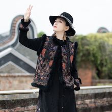 正品复古民族风女装新中式复古真兔毛唐装马甲秋冬加冰加厚马夹