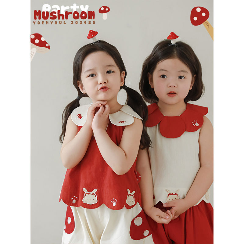 Wurib a girl's gorgeous polka dot summer suit cute hooded coat pants contrast lapel shirt skirt