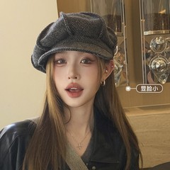 秋冬贝雷帽子女款2025新款百搭云朵八角帽大头围显脸小复古画家帽