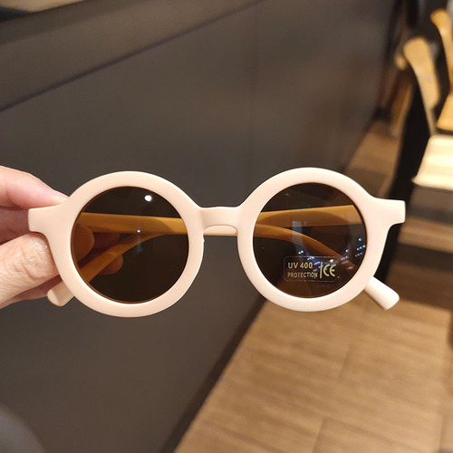 Children's sunglasses for boys and girls, retro versatile round frame glasses, fashionable and cute sunglasses for babies, anti-UV sunshade