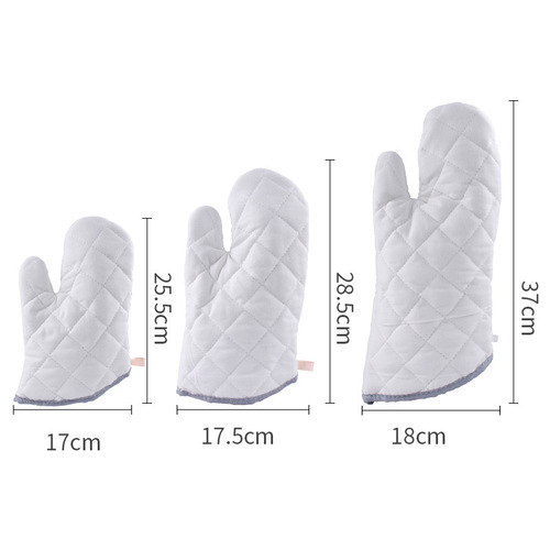 Insulated gloves thickened microwave oven baking anti-scalding white cotton high temperature resistant insulated large, medium and small gloves