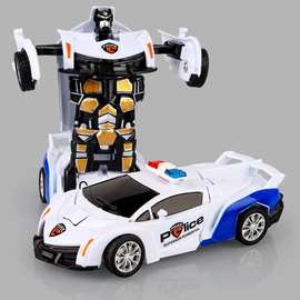 变形警车越野车跑车金刚机器人模型小汽车跨境儿童男孩碰撞玩具