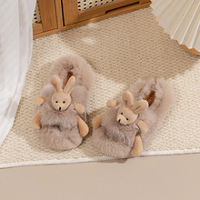 上新卡通兔子毛毛拖2025新款秋冬百搭男女童时尚居家软底毛毛拖鞋