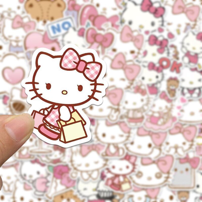 100张粉色Hello Kitty贴纸凯蒂猫KT猫可爱手账手机壳水杯防水贴画|undefined