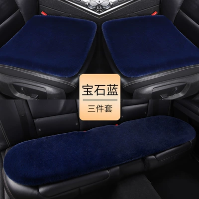 Wool pad, Car cushion winter rabbit plush - five-seat-three-piece-set-for-the-whole-car-rabbit-fur-sapphire-blue