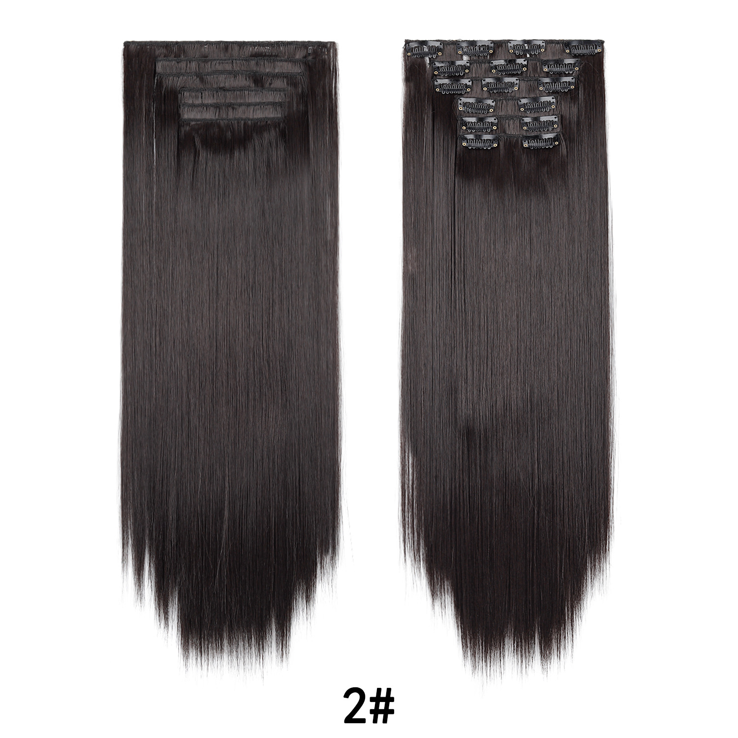 6-piece set of clip hair extension European and American 16-card wig women's long straight hair wig in stock Straight