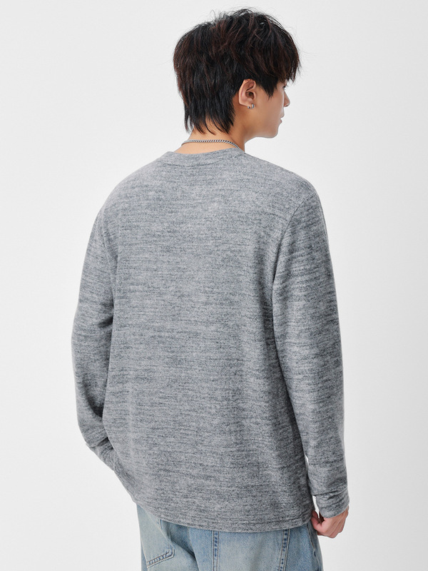 LKTM男装 新款280g花纱慵懒风长袖T恤男潮牌基础百搭宽松休闲上衣|undefined